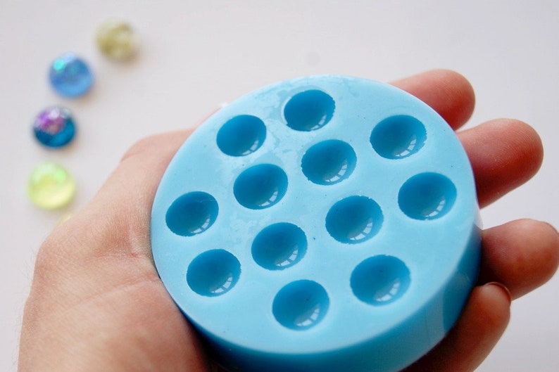 Resin mold Cabochon Mold For Resin Polymer Clay Silicone Mold For Earring Mold For Jewelry Silicone mold Lens hemisphere 0.47 inches-12pcs