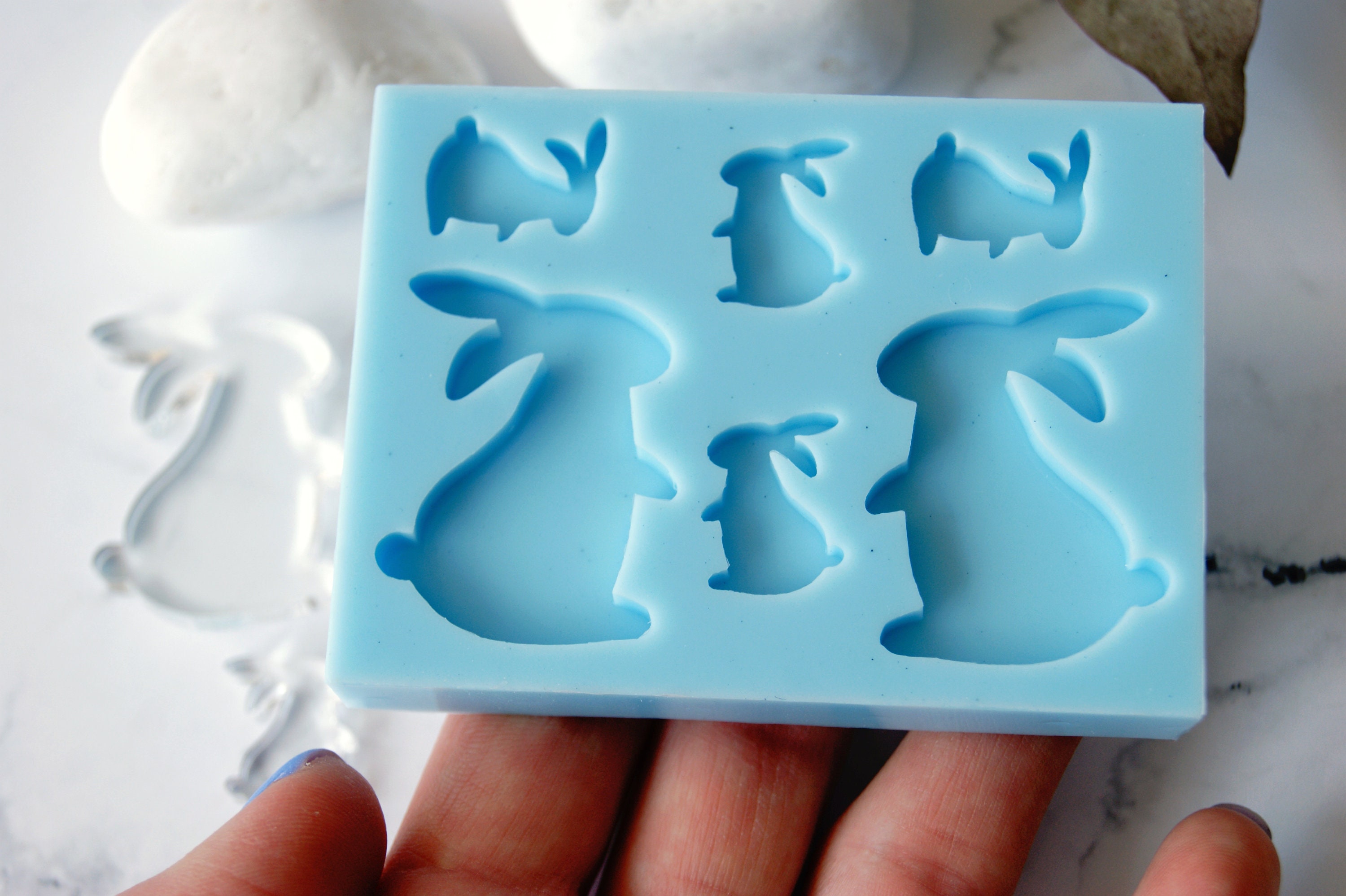 Rabbit silicone mold 6 pcs animal Cabochon resin Mold for Etsy