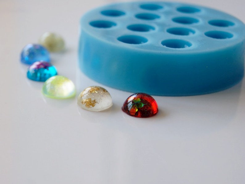 Resin mold Cabochon Mold For Resin Polymer Clay Silicone Mold For Earring Mold For Jewelry Silicone mold Lens hemisphere 0.47 inches-12pcs