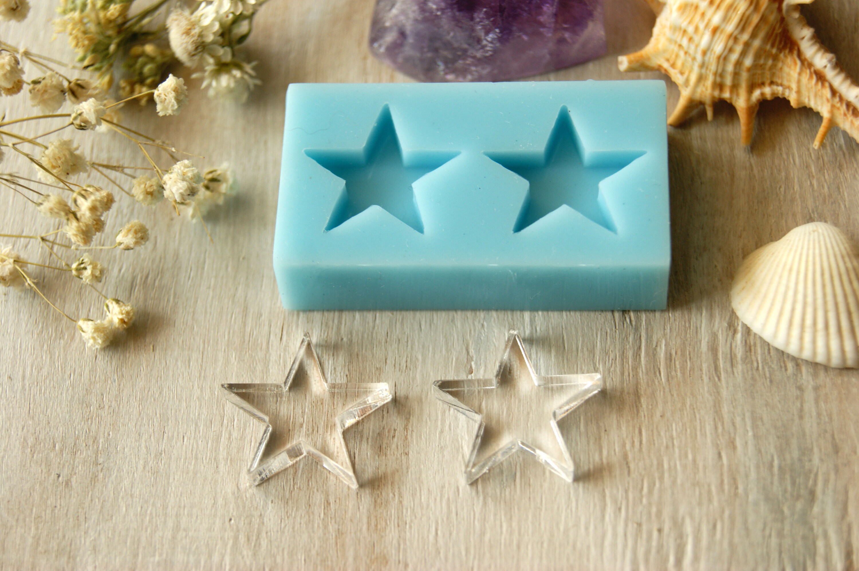 Star silicone mold 2 pcs 2121 mm 082082 inches Resin Etsy