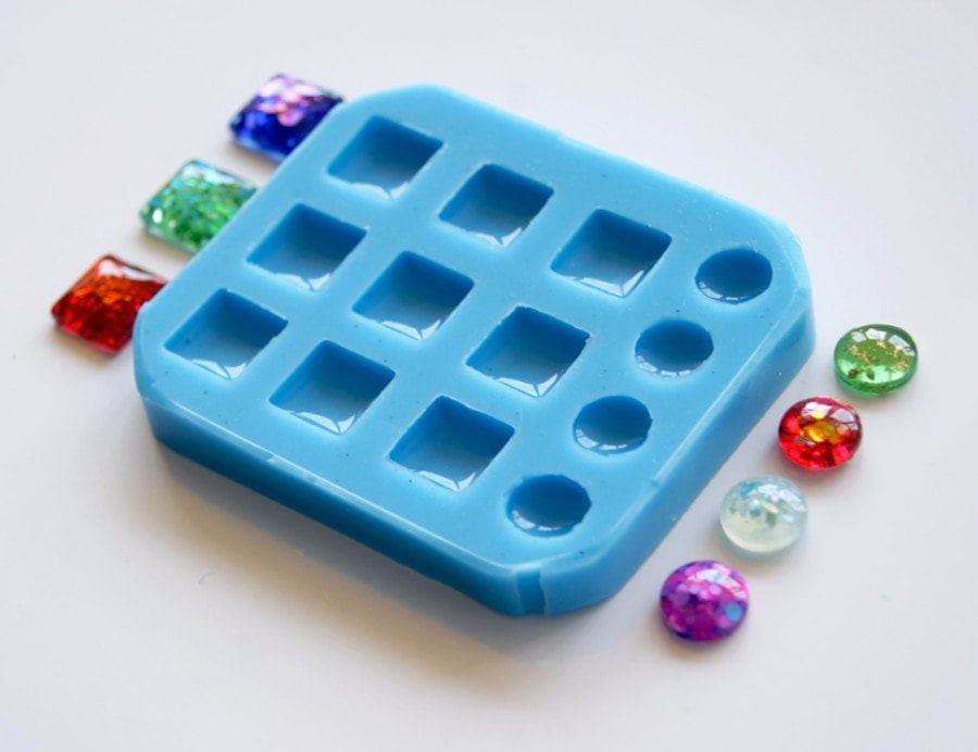 Square silicone mold 9 pcs0.474 pcs0.39 Resin mold Round Etsy