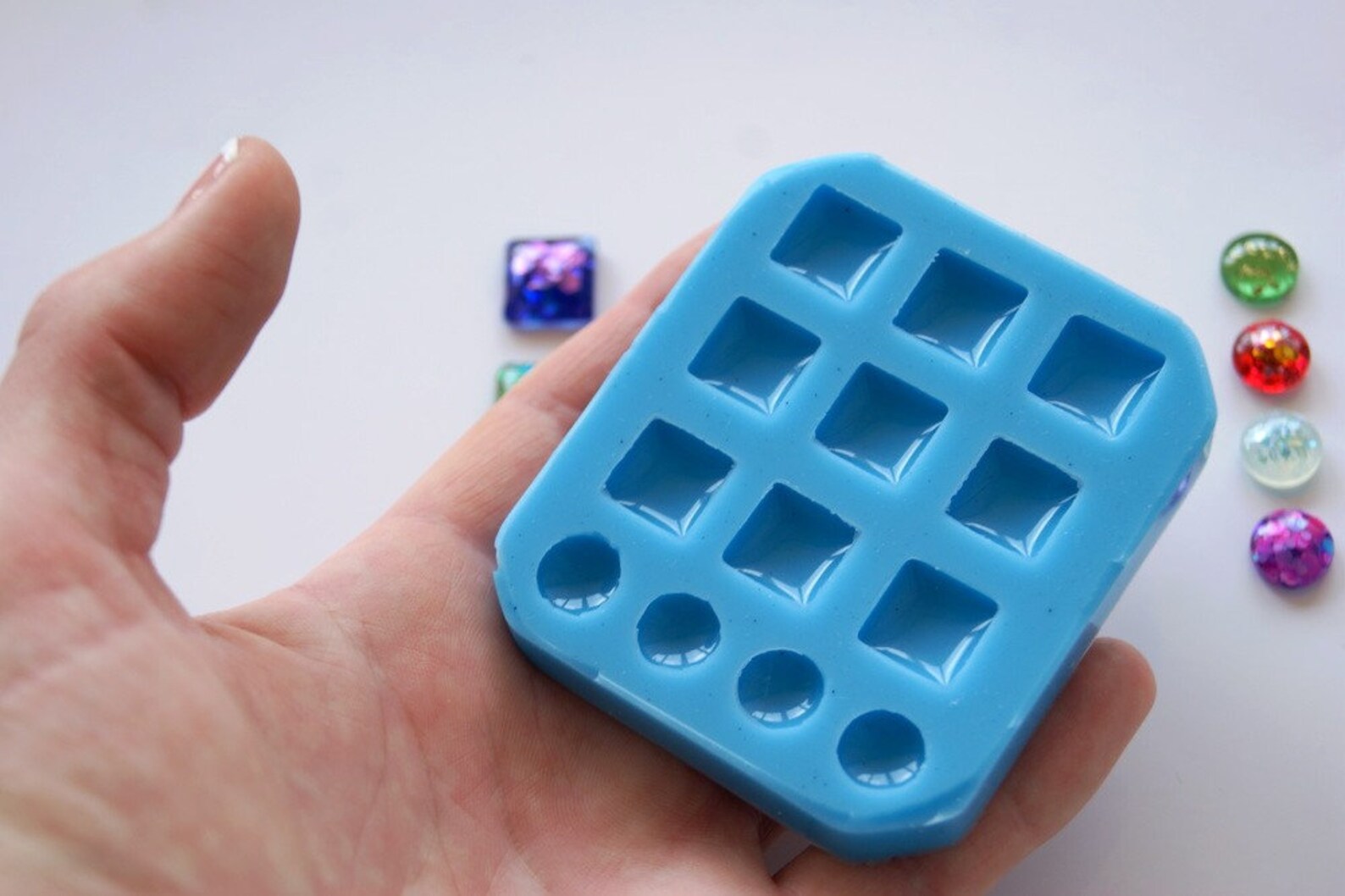 Square Silicone Mold 9 Pcs0.474 Pcs0.39 Resin Mold Round Etsy
