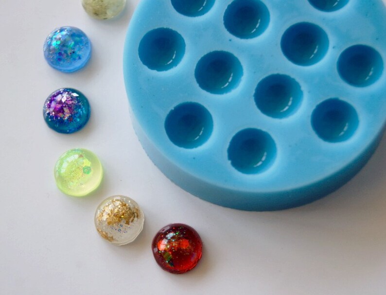 Resin mold Cabochon Mold For Resin Polymer Clay Silicone Mold For Earring Mold For Jewelry Silicone mold Lens hemisphere 0.47 inches-12pcs