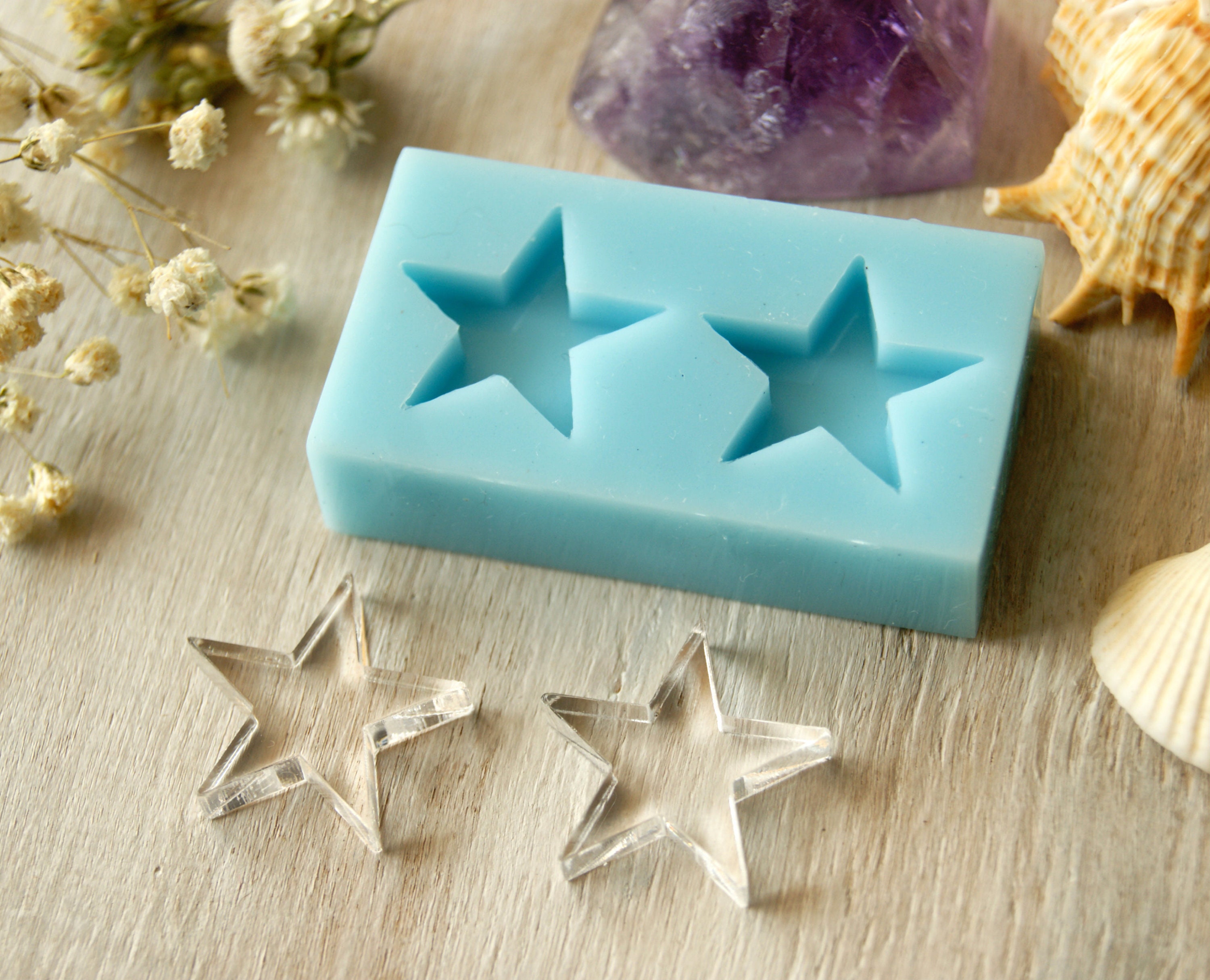 Star silicone mold 2 pcs 2121 mm 082082 inches Resin Etsy