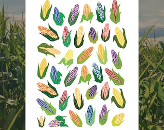 Colorful Corn Art Print | Modern Kitchen Decor | Signed and Dated