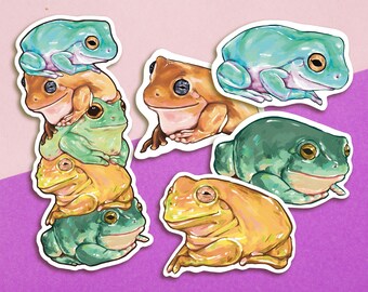 Semi Realistic Frog Stickers | 3 Inch Die Cut | Sticker Pack or Individual