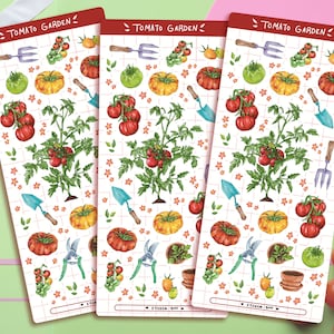 Süßer Tomaten Garten Sticker Bogen | Journal Aufkleber | Planer Aufkleber | Scrapbooking | Schreibwaren | Bullet Journal | Gartenarbeit