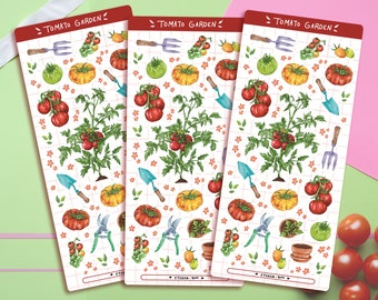 Cute Detailed Tomato Garden Sticker Sheet | Journal Stickers | Planner Stickers | Scrapbooking | Stationery | Bullet Journal | Gardening