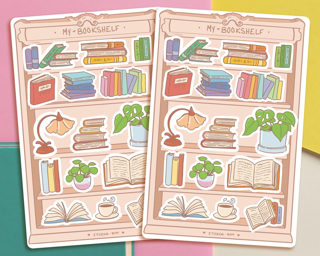 My Bookshelf Sticker Sheet | Journal Stickers | Planner Stickers ...