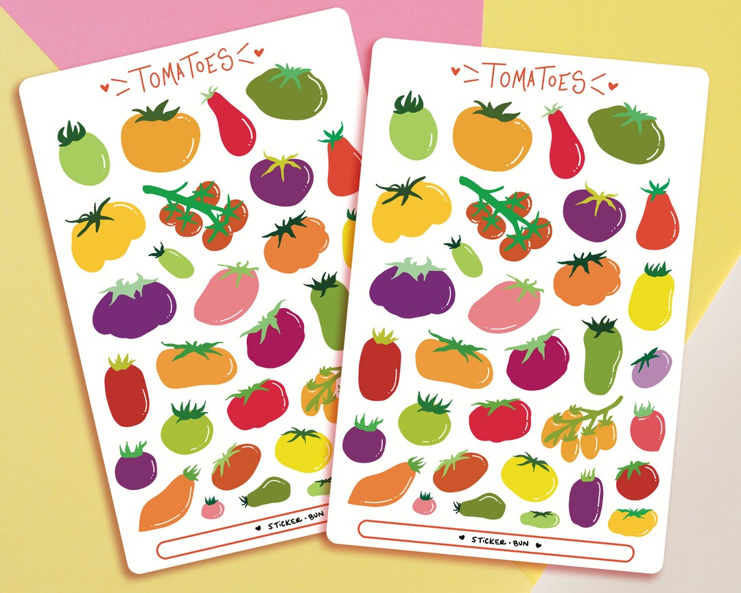 Sticker Toomatoes Cute Flat Multicolored Tomatoes Sticker Sheet | Journal Stickers ...