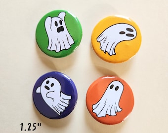 Colorful Ghost Small Button Pins | 1.25" | Cute Ghost Art