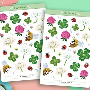 Cute Clovers Sticker Sheet | Journal Stickers | Planner Stickers | Scrapbooking | Stationery | Bullet Journal