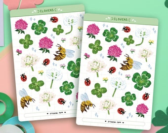 Cute Clovers Sticker Sheet | Journal Stickers | Planner Stickers | Scrapbooking | Stationery | Bullet Journal
