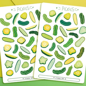 Feuille d'autocollants mignonne et amusante pour cornichons | Stickers pour journaux | Stickers pour agenda | Scrapbooking | Papeterie | Bullet Journal