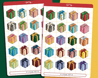 Gifts Sticker Sheet | Journal Stickers | Planner Stickers | Scrapbooking | Christmas Stickers | Holiday Stickers