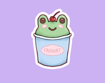 FROGurt - Cute Frozen Yogurt Frog Pun Stickers