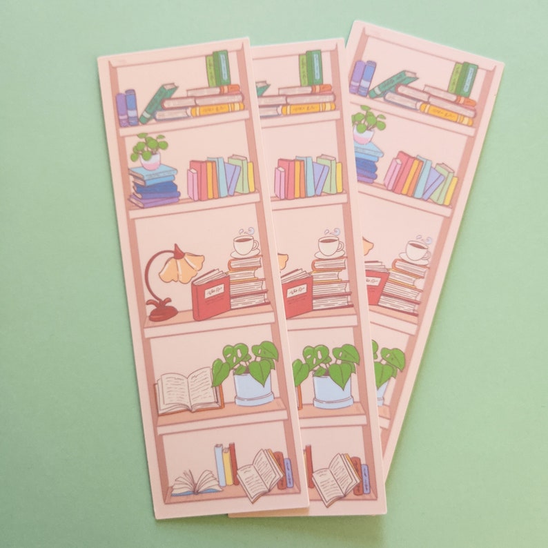 My Bookshelf Bookmarks | Cute Bookmarks | Laminated Bookmark | Cozy ...