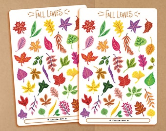 Niedlicher flacher bunter Herbst Blätter-Aufkleber | Journal Aufkleber | Planer Aufkleber | Scrapbooking | Bullet Journal | Herbst Sticker
