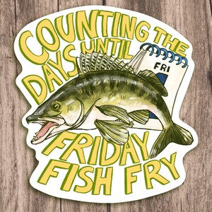 Adesivo fustellato Funny Fish Fry Friday / Adesivi da 3 pollici / Adesivi Wisconsin