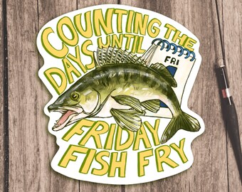 Funny Fish Fry Friday Die Cut Sticker | 3 Inch Stickers | Wisconsin Stickers