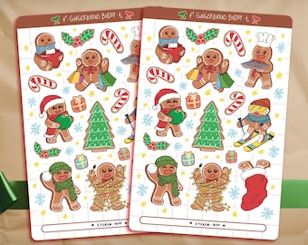 Cute Gingerbread Buddy Sticker Sheet | Journal Stickers | Planner Stickers | Scrapbooking | Christmas Stickers | Holiday Stickers