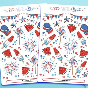 Niedlicher roter, weißer und blauer Aufkleber | Journal Aufkleber | Planer Aufkleber | Scrapbooking | Schreibwaren | Vatertrotische Sticker
