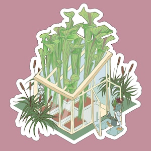 Carnivorous Pitcher Plant Greenhouse Stickers | Plant Mom Stickers | 3 Inch Die Cut Stickers