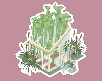 Carnivorous Pitcher Plant Greenhouse Stickers | Plant Mom Stickers | 3 Inch Die Cut Stickers