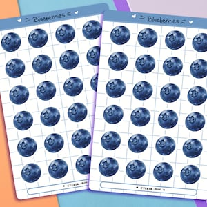 Linda hoja de calcomanías de arándanos semi realistas / calcomanías para diario / calcomanías para planificador / álbum de recortes / papelería / Bullet Journal