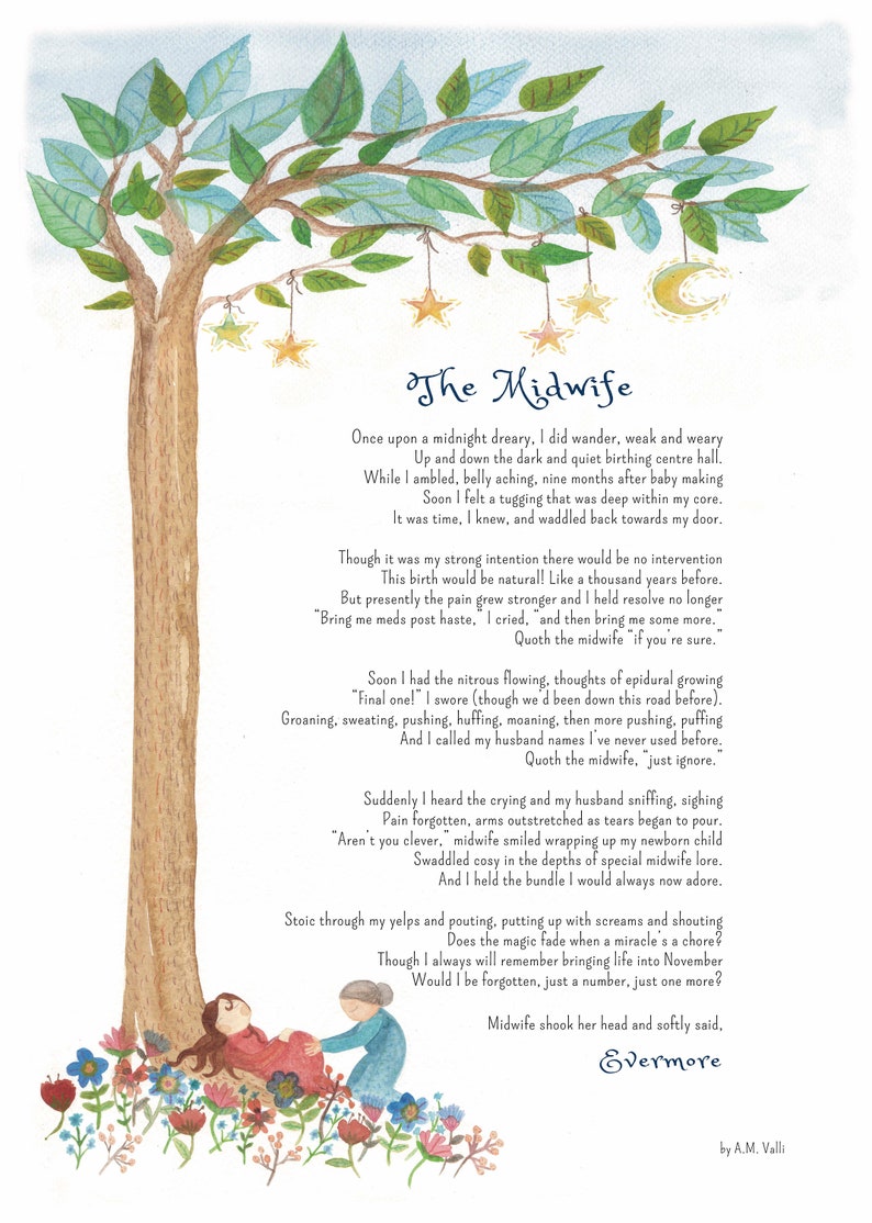 Beautiful watercolour 'The Midwife Poem' Printable | Etsy