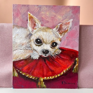 Original Painting Chihuahua Cute Pet Decor Unique Artwork Dog Lover Wall Art