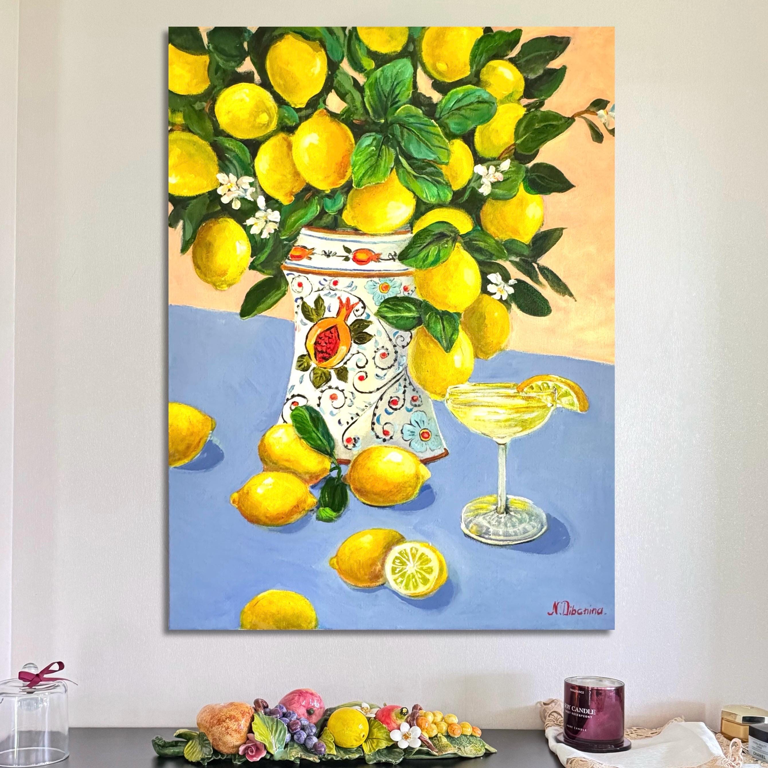レモンの木の絵画 オリジナル地中海風キャンバス壁掛けアート 24 x 30