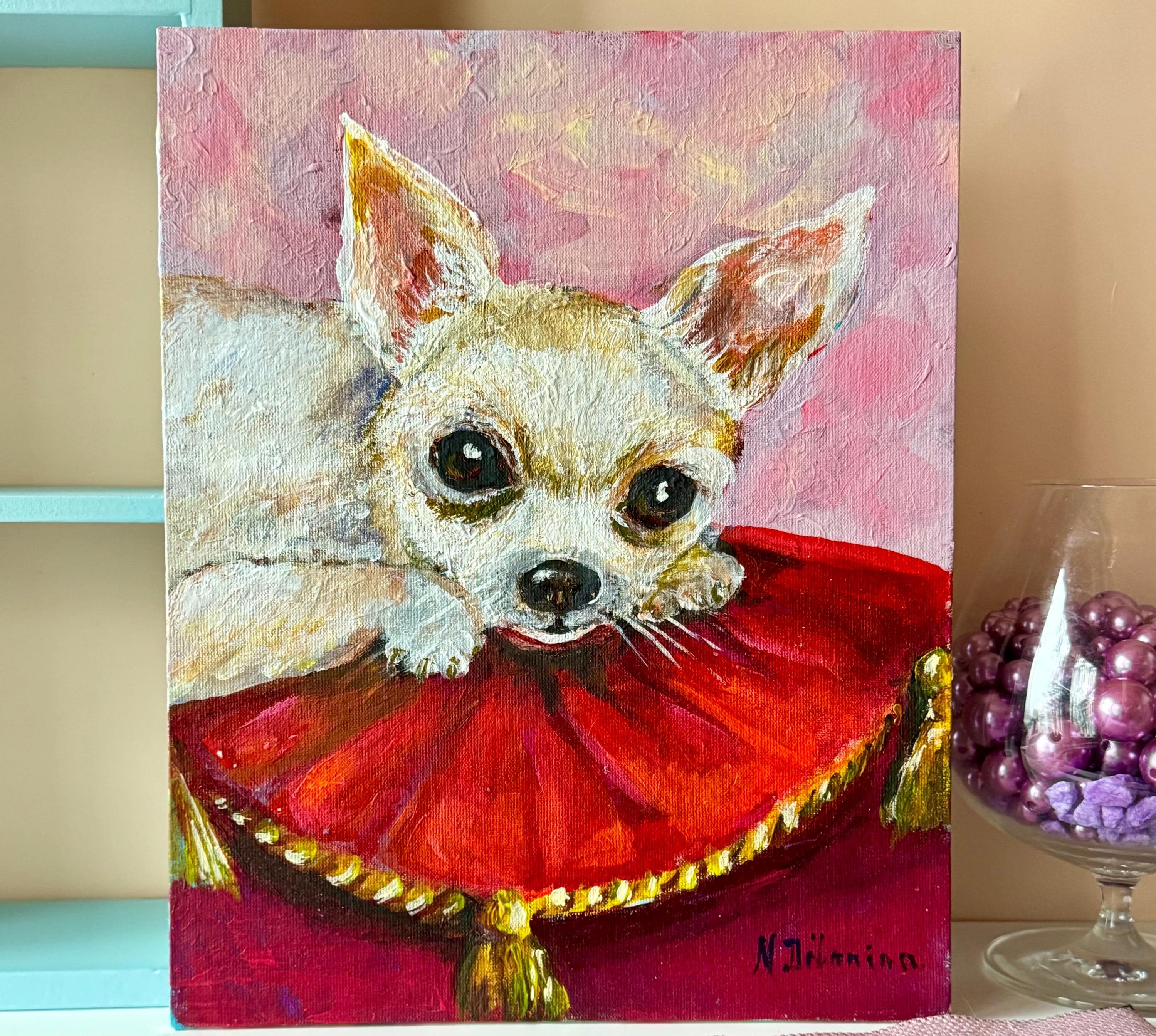 チワワ アクリル画 動物 犬 絵画