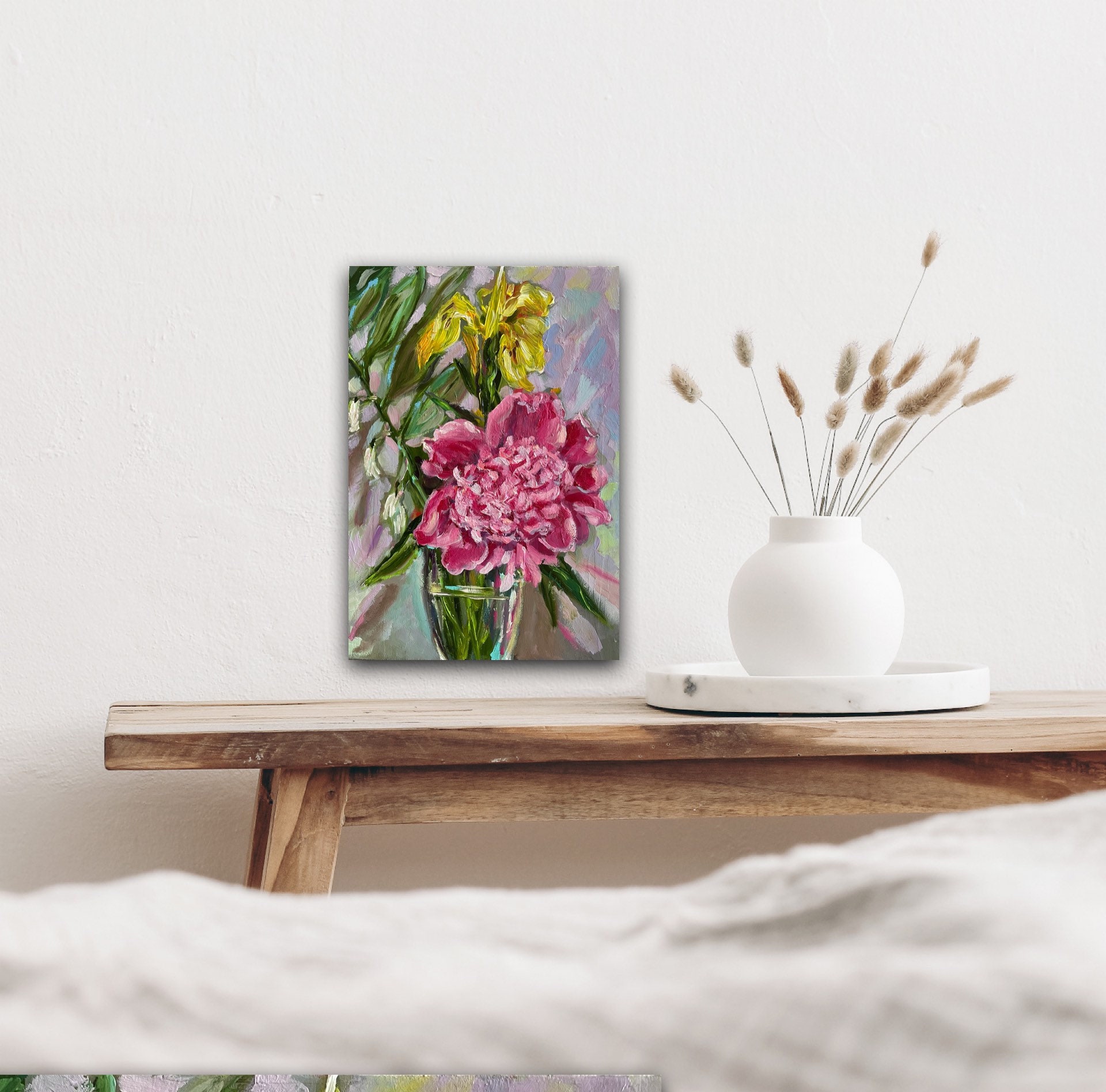 Garden Flowers Original Oil Painting Small Floral Artwork 10 | Etsy