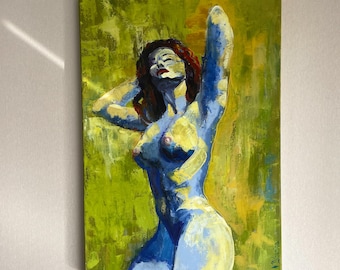 Naked Woman Original Painting Abstract Figurative Wall Art