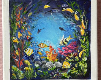 熱帯の海の絵画 - Etsy 日本