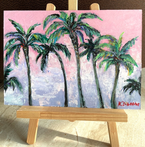 Palm Tree Painting Original Art Palm Wall Art Tropical Plant Etsy