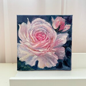 Flower Pink Rose Painting Oil Canvas Original Wall Art Floral Wall ...