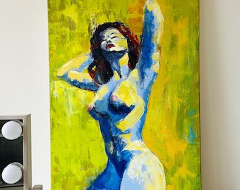 Naked Woman Original Painting Abstract Figurative Wall Art
