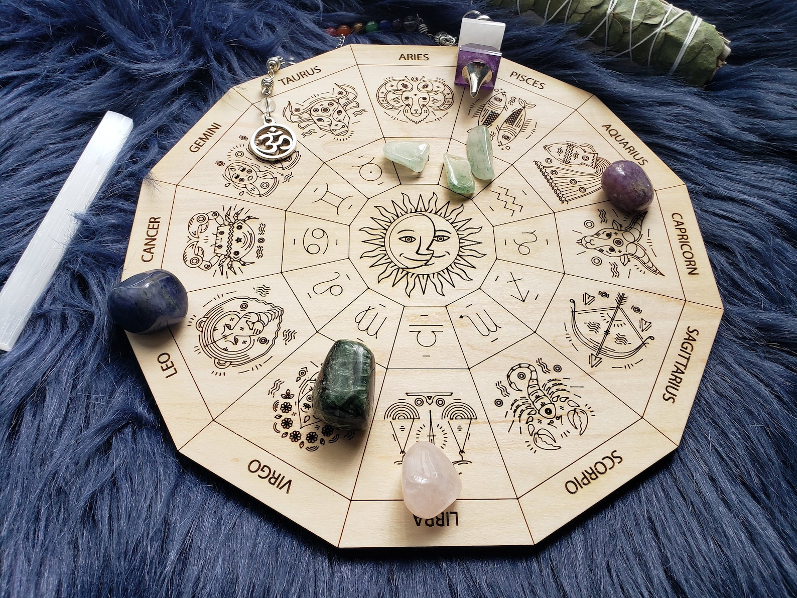Zodiac Wheel Board on Wood with Astrological Signs and Symbols Etsy