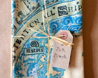 Shipping Forecast Tea Towel, Coastal Weather Map, Gift for Sailors