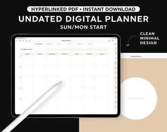 Goodnotes Planner, Digital Planner Undated, iPad Planner, Undated Planner, Digital Daily Planner, Digital Monthly Planner, Yearly Planner