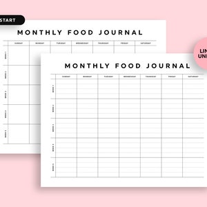 Monthly Food Journal, Food Journal Printable, Monthly Food Planner ...