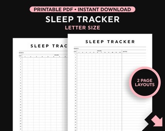 Sleep Tracker Printable, Sleep Tracker Template, Letter Size PDF, Instant Download