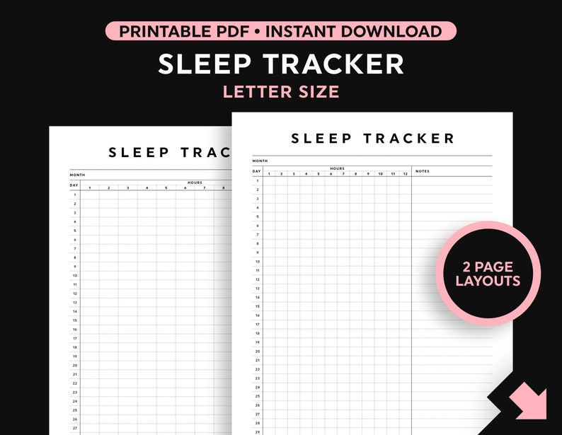 Sleep Tracker Fillable Sleep Tracker Printable, Sleep Tracker Template, Letter Size PDF ...