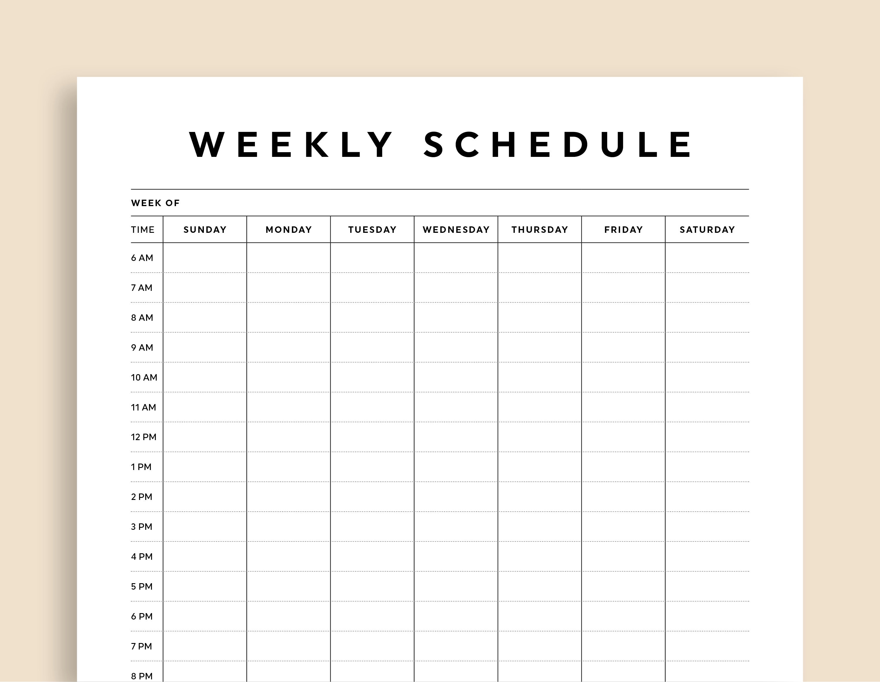 Time Block Planner Printable, Hourly Weekly Schedule, Daily Agenda