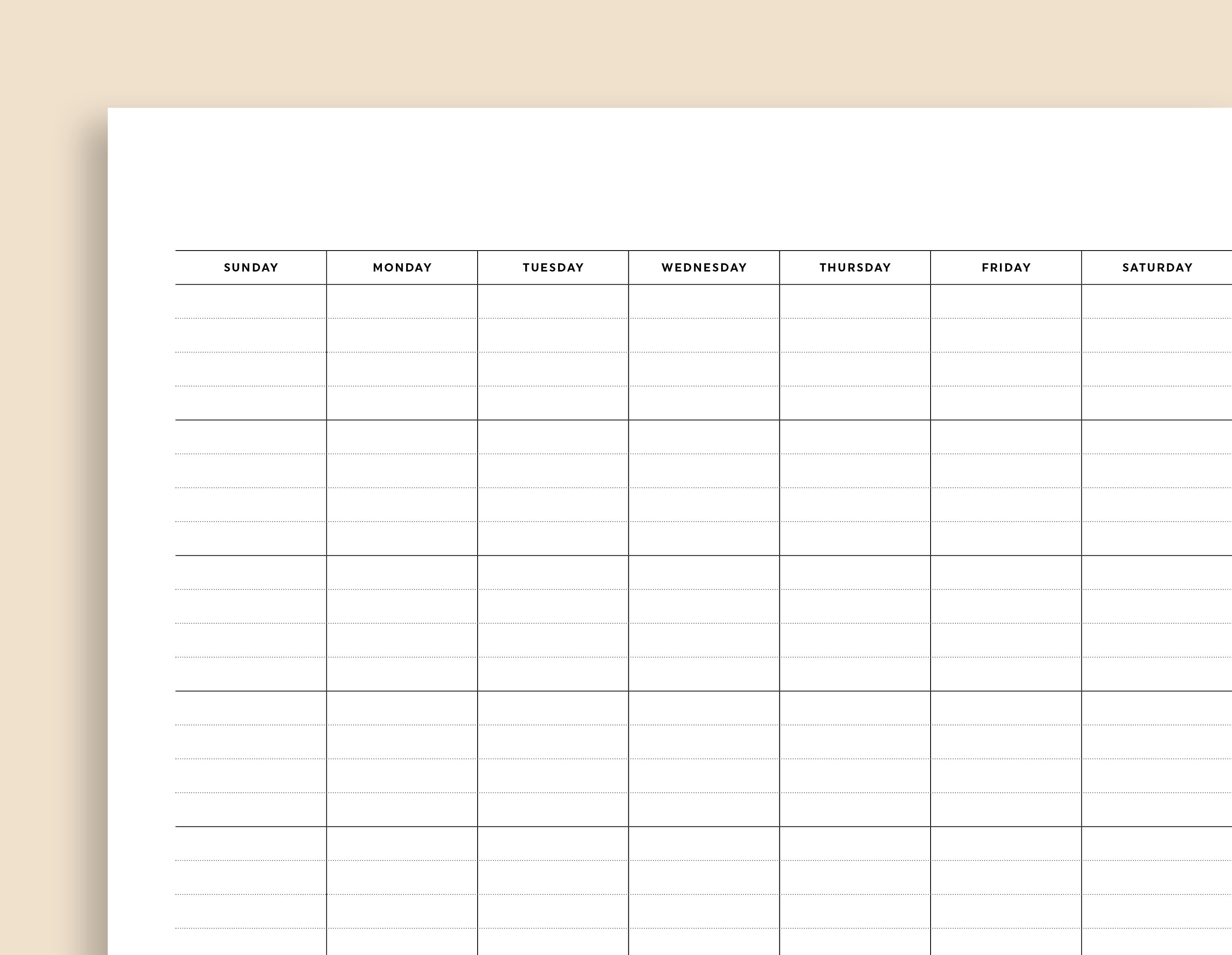 Blank Monthly Calendar Printable, Undated Monthly Calendar, Month ...