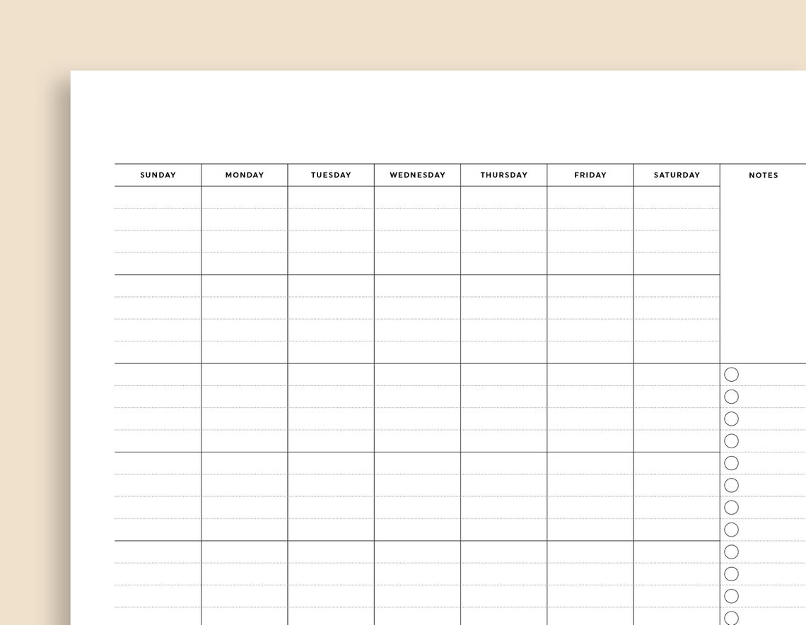 Blank Calendar Notes Printable Monthly Calendar Wall - Etsy