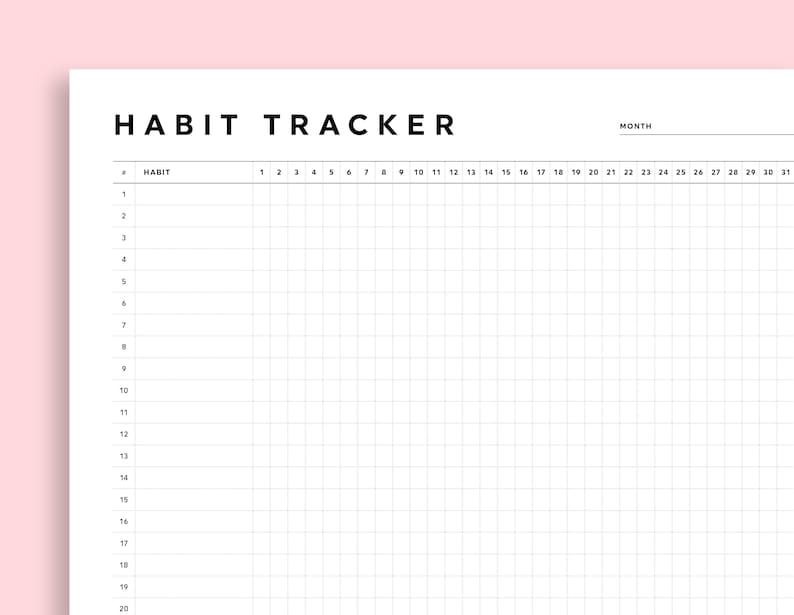 Habit Tracker Template, Monthly Habit Tracker Printable, Editable Fillable Habit Tracker, 2023 Habit Tracker, Letter/A4 Size image 3