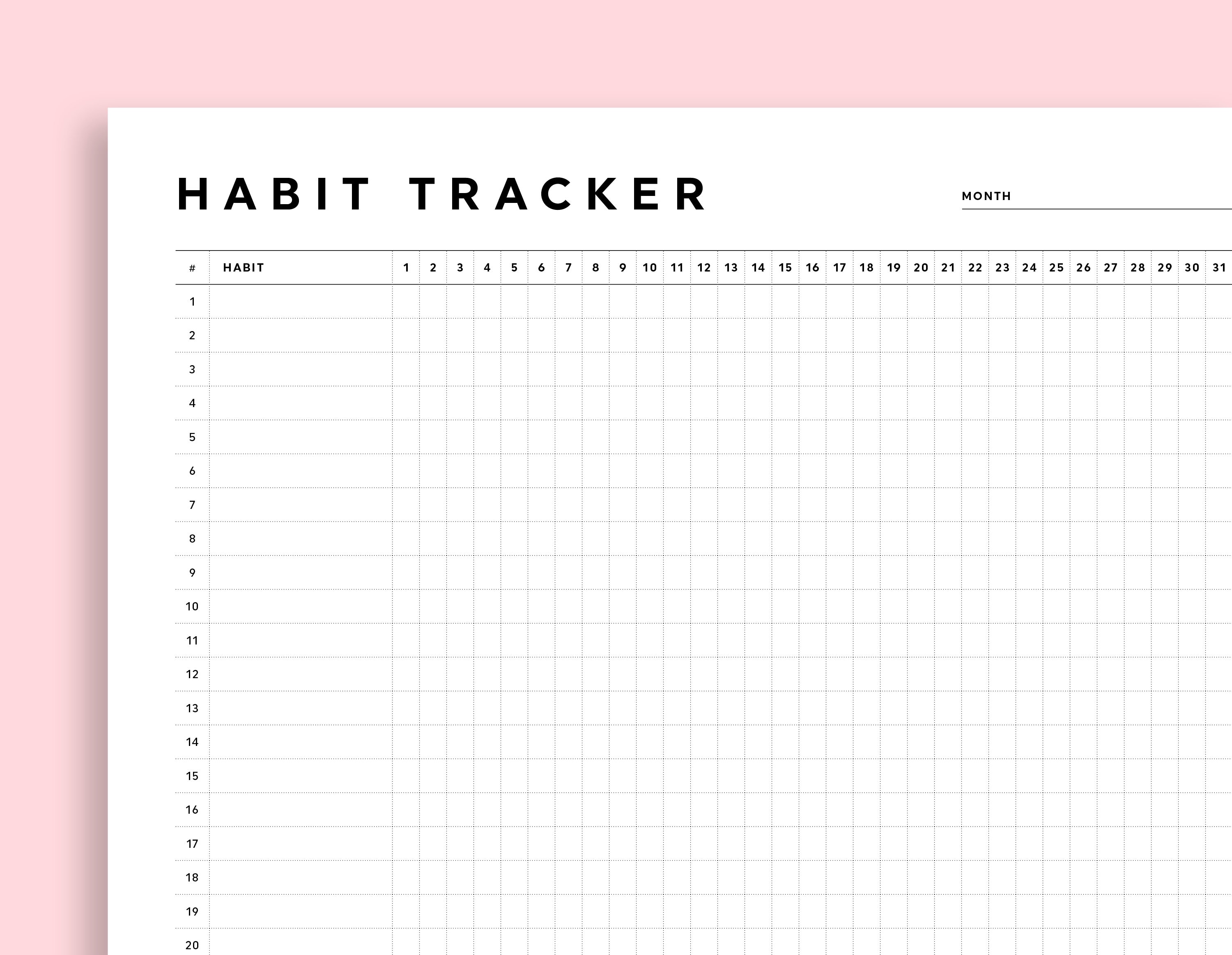 Habit Tracker Template, Monthly Habit Tracker Printable, Editable ...